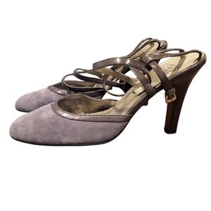 Joan & David Purple Leather Suede Strappy Heels Size 7.5